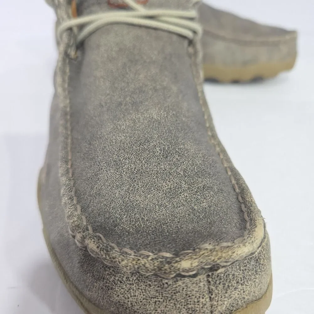Twisted X Men's Grey Leather Lace Up Chukka Driving Moc Loafers Size 12 MDM0072